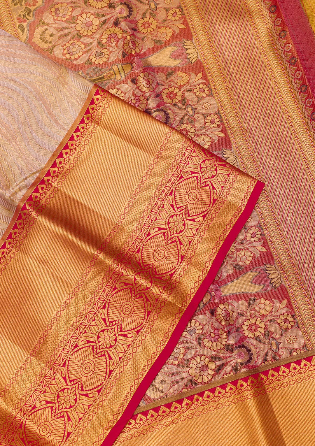 Gold Zariwork Tissue Saree-Koskii