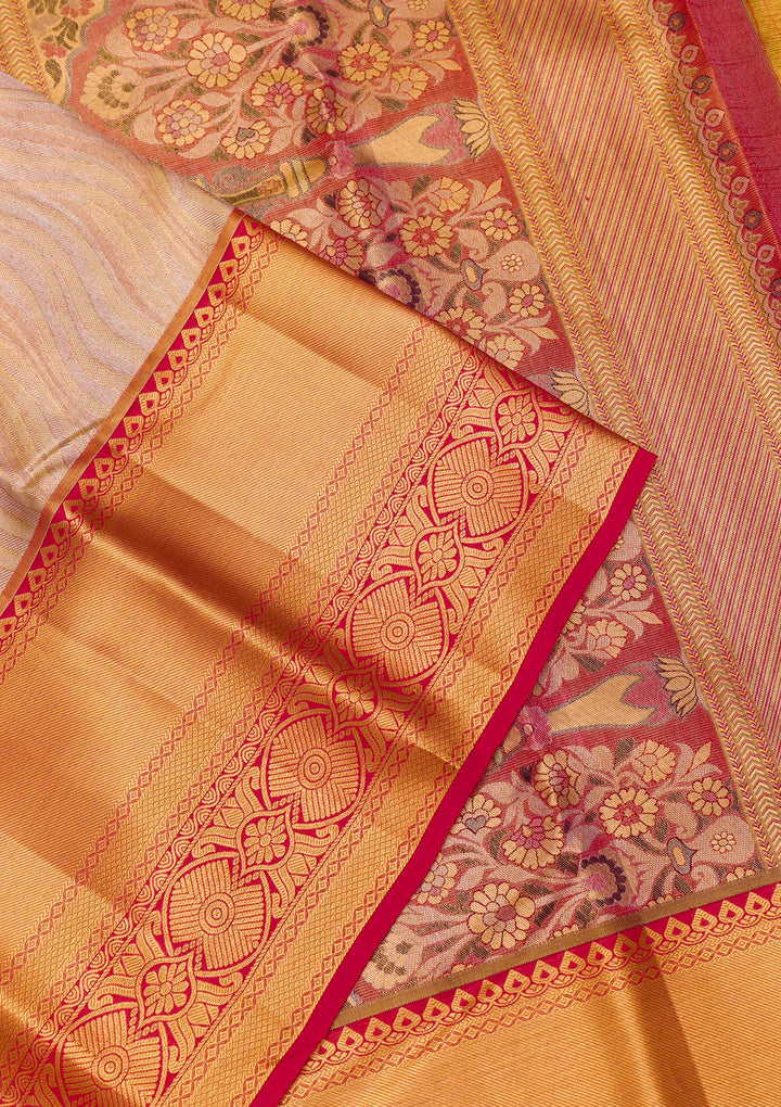 Gold Zariwork Tissue Saree-Koskii