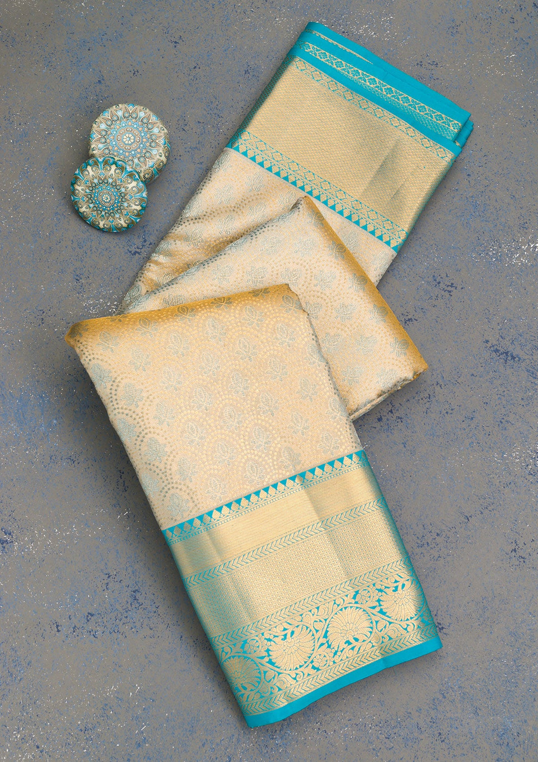 Gold Zariwork Tissue Saree-Koskii