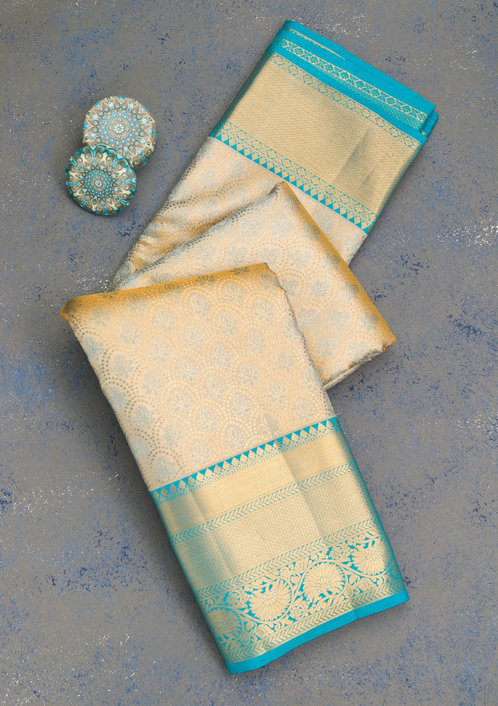 Gold Zariwork Tissue Saree-Koskii