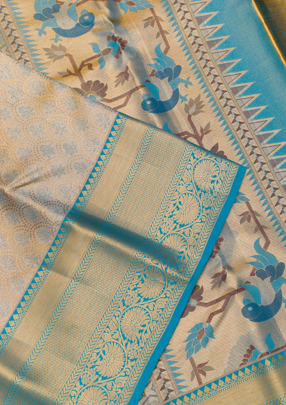 Gold Zariwork Tissue Saree-Koskii
