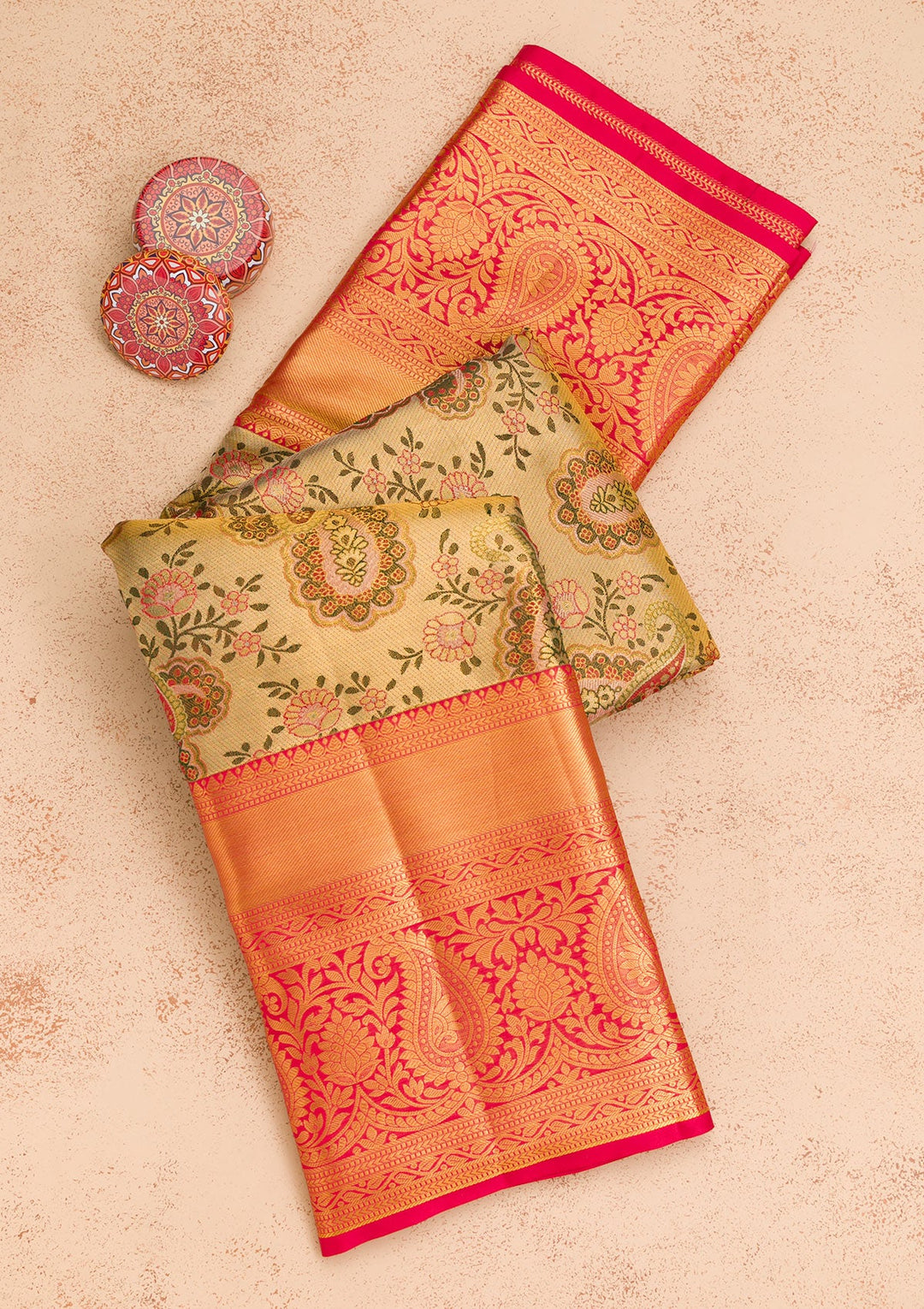 Gold Zariwork Tissue Saree-Koskii