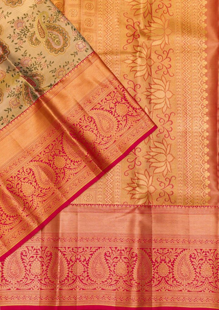 Gold Zariwork Tissue Saree-Koskii