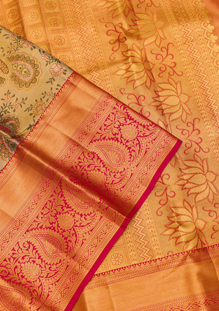 Gold Zariwork Tissue Saree-Koskii