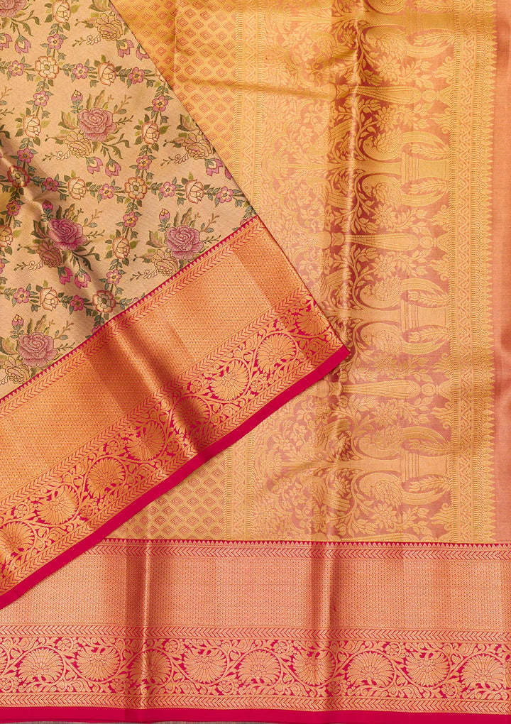 Gold Zariwork Tissue Saree-Koskii