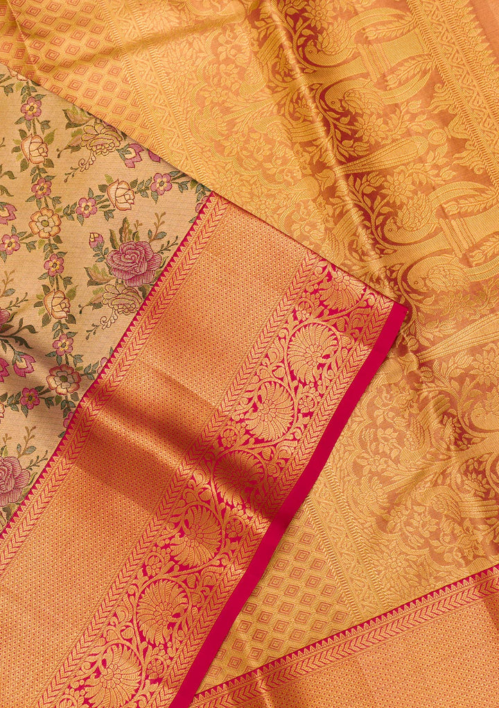 Gold Zariwork Tissue Saree-Koskii