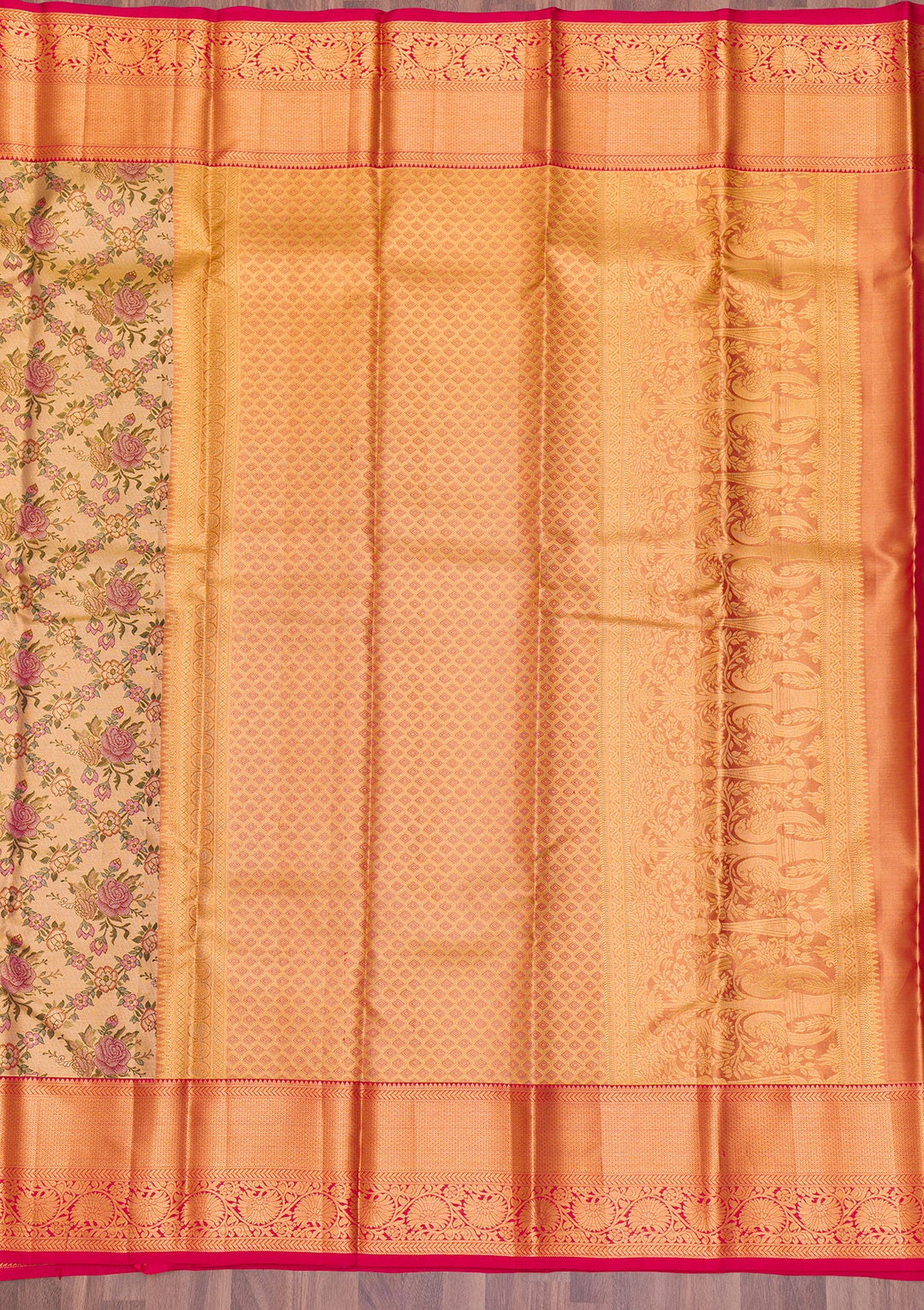 Gold Zariwork Tissue Saree-Koskii