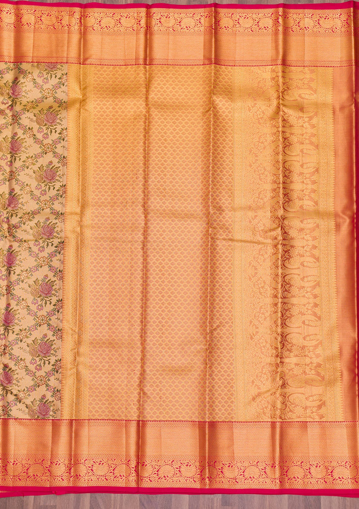 Gold Zariwork Tissue Saree-Koskii