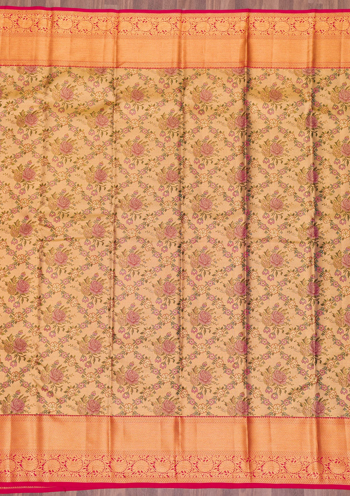 Gold Zariwork Tissue Saree-Koskii