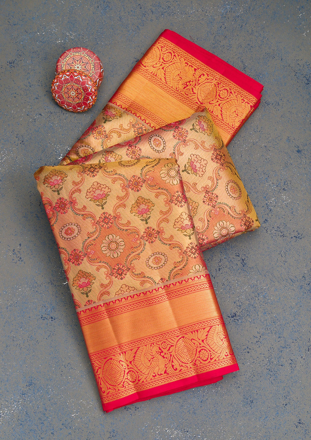 Gold Zariwork Tissue Saree-Koskii
