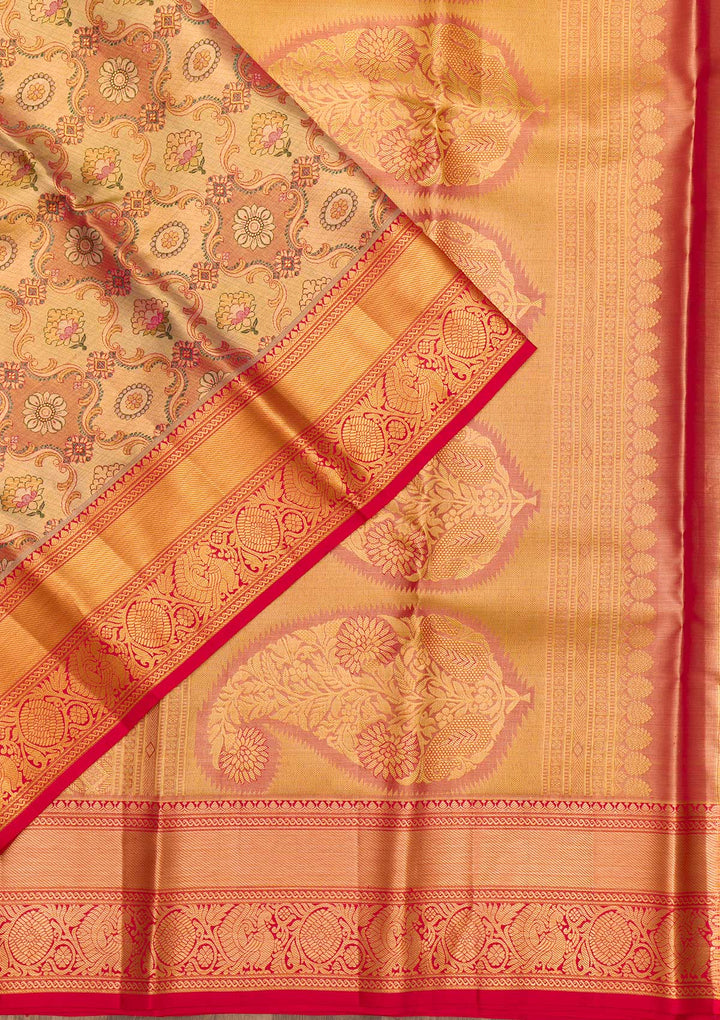 Gold Zariwork Tissue Saree-Koskii