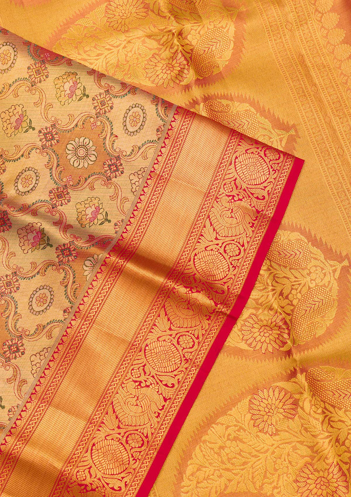 Gold Zariwork Tissue Saree-Koskii