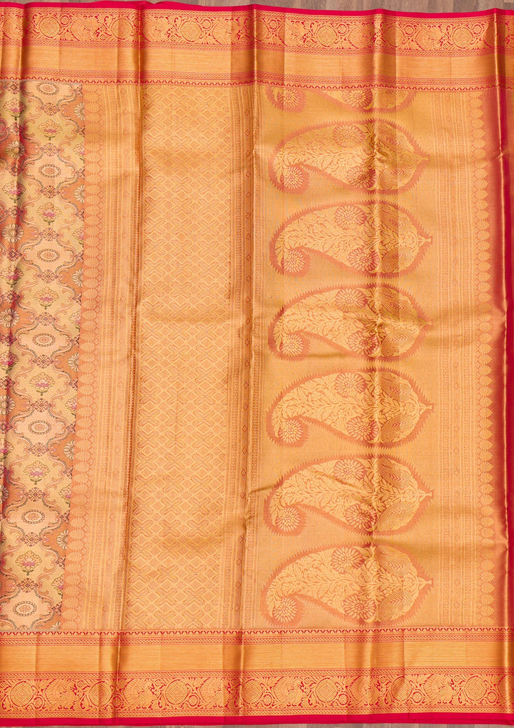 Gold Zariwork Tissue Saree-Koskii