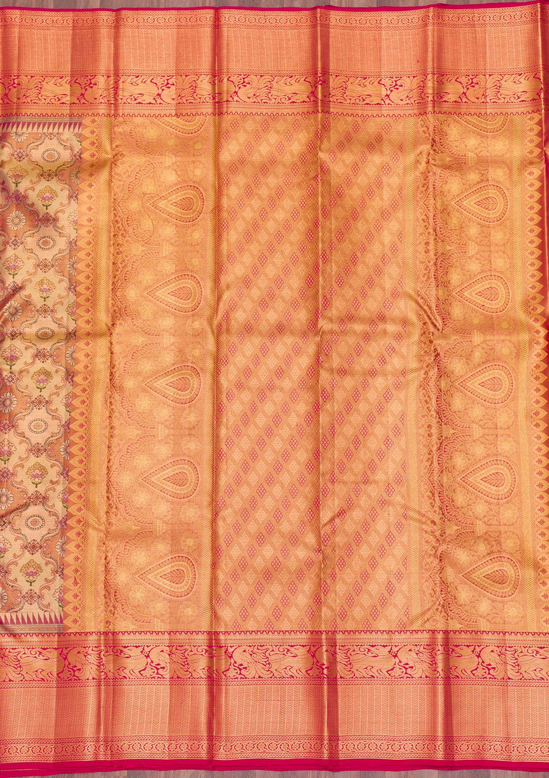 Gold Zariwork Tissue Saree-Koskii