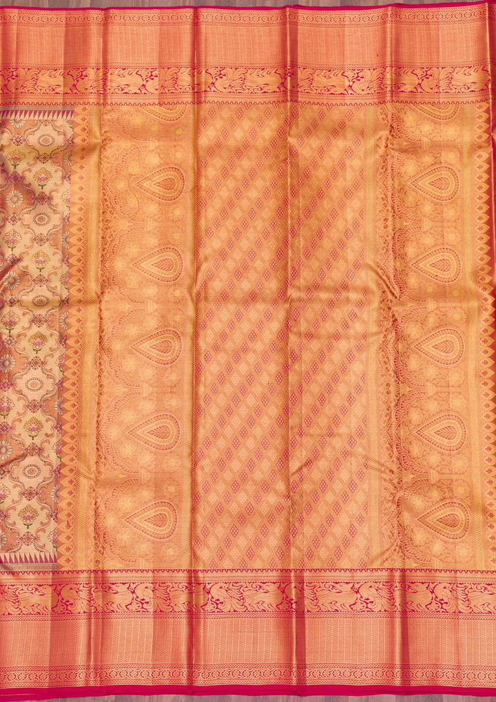 Gold Zariwork Tissue Saree-Koskii
