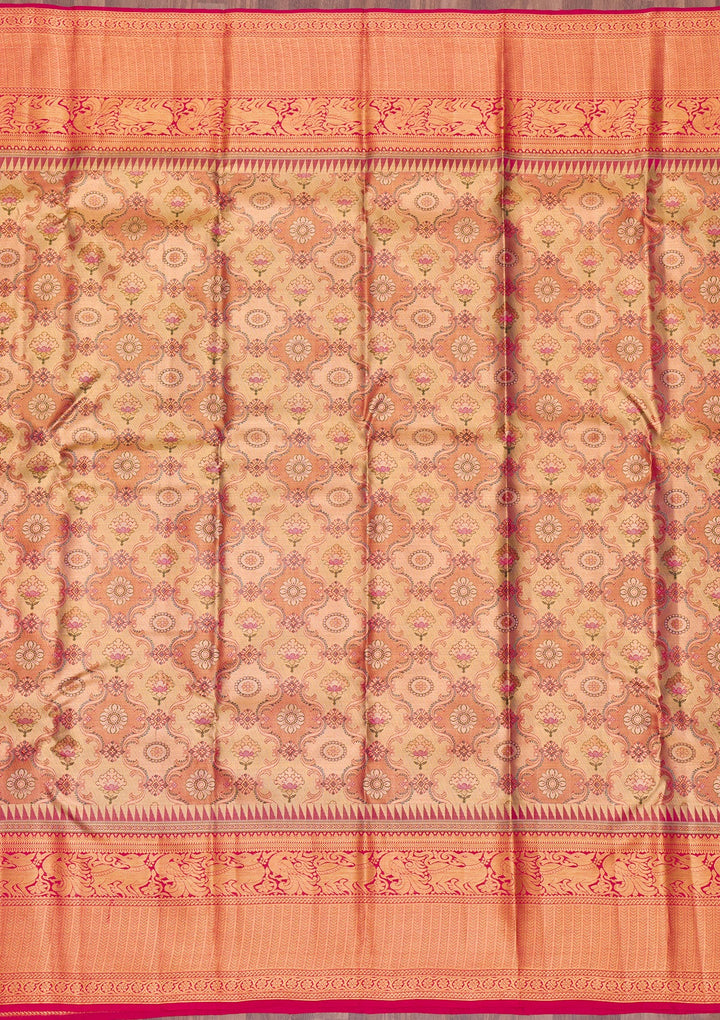 Gold Zariwork Tissue Saree-Koskii