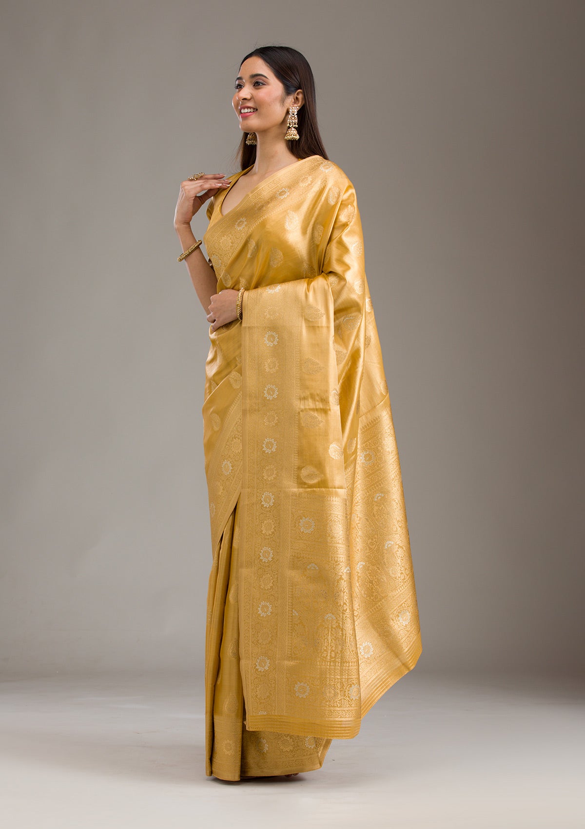 Gold Zariwork Tissue Saree