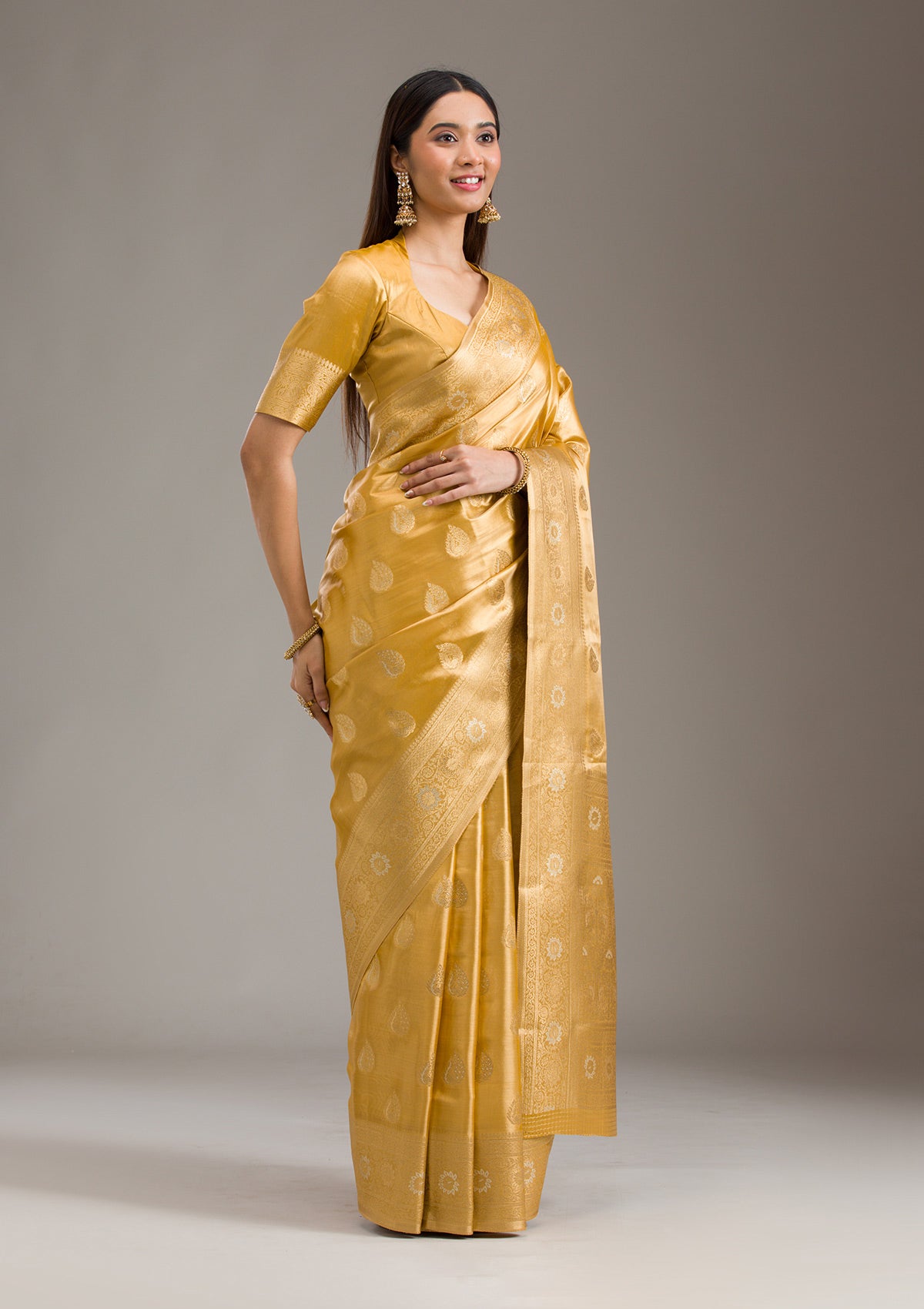 Gold Zariwork Tissue Saree