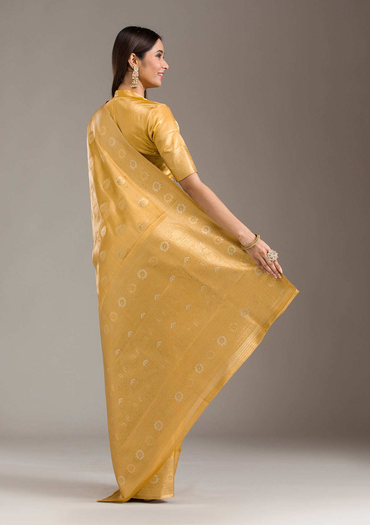 Gold Zariwork Tissue Saree