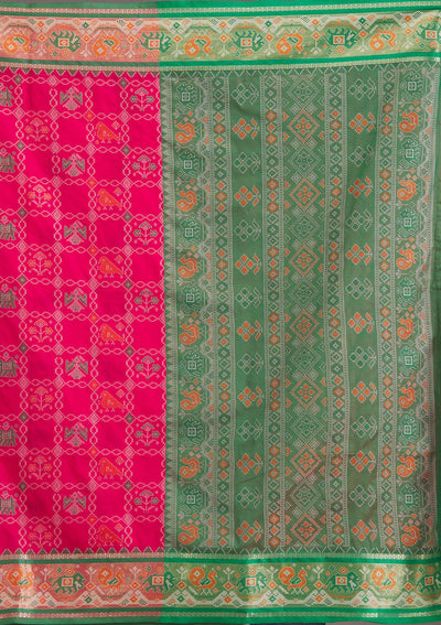 Green Printed Silk Saree-Koskii