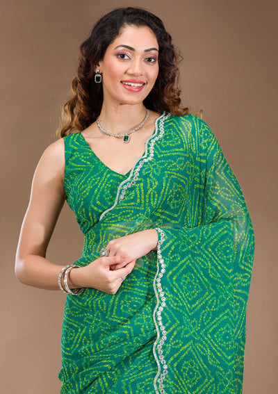 Green Stonework Georgette Saree-Koskii