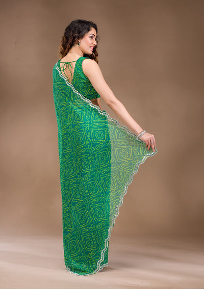 Green Stonework Georgette Saree-Koskii