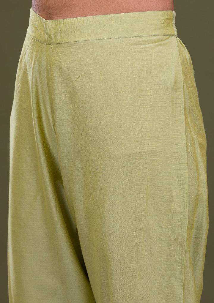 Green Zariwork Art Silk Readymade Sharara Kameez