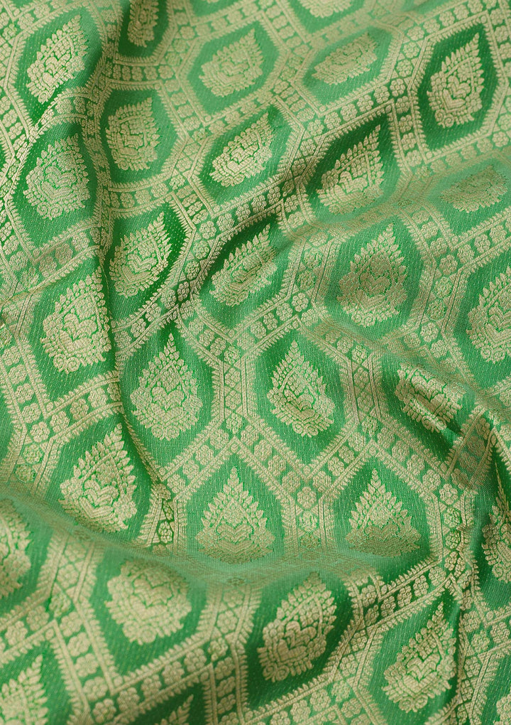 Green Zariwork Pure Silk Saree-Koskii