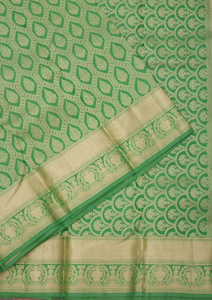 Green Zariwork Pure Silk Saree-Koskii