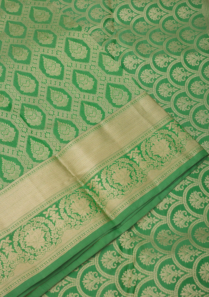 Green Zariwork Pure Silk Saree-Koskii