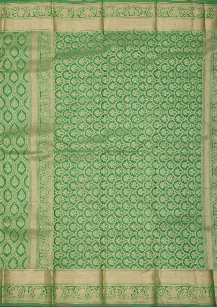 Green Zariwork Pure Silk Saree-Koskii