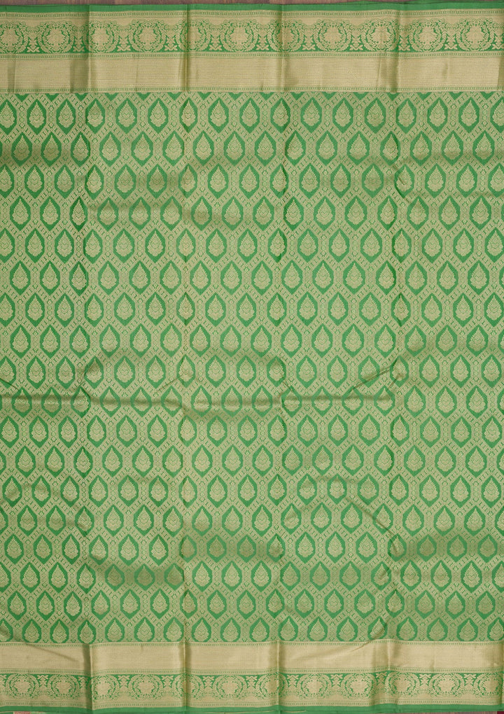 Green Zariwork Pure Silk Saree-Koskii