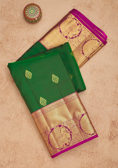 Green Zariwork Pure Silk Saree-Koskii