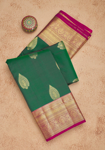 Green Zariwork Pure Silk Saree-Koskii