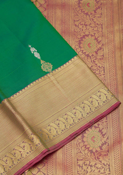 Green Zariwork Pure Silk Saree-Koskii