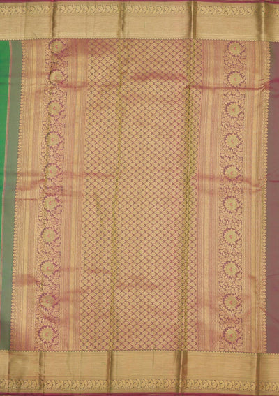 Green Zariwork Pure Silk Saree-Koskii