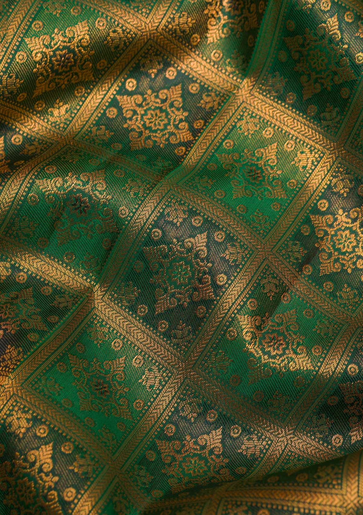 Green Gold Zariwork Pure Silk Saree - Koskii
