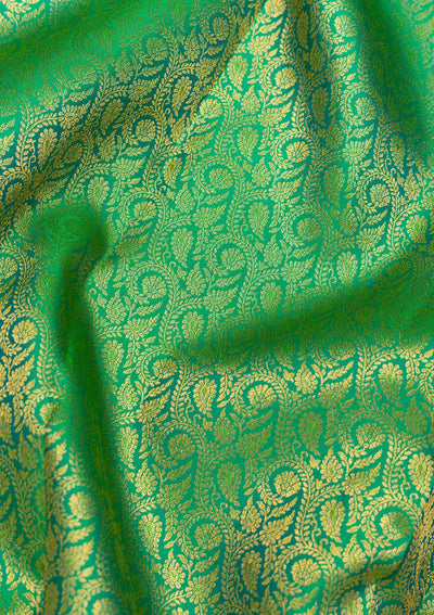 Green Zariwork Pure Silk Saree-Koskii