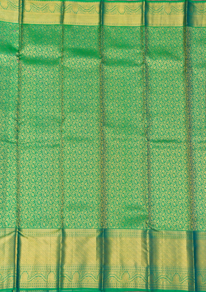 Green Zariwork Pure Silk Saree-Koskii