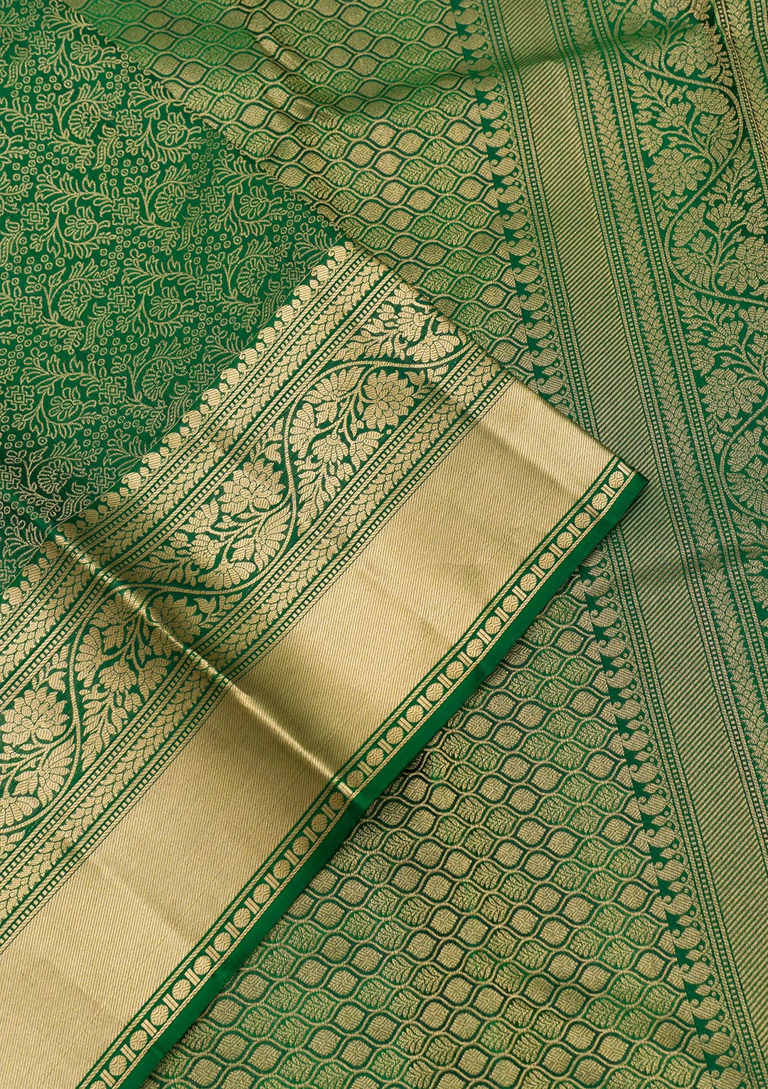 Green Zariwork Pure Silk Saree-Koskii