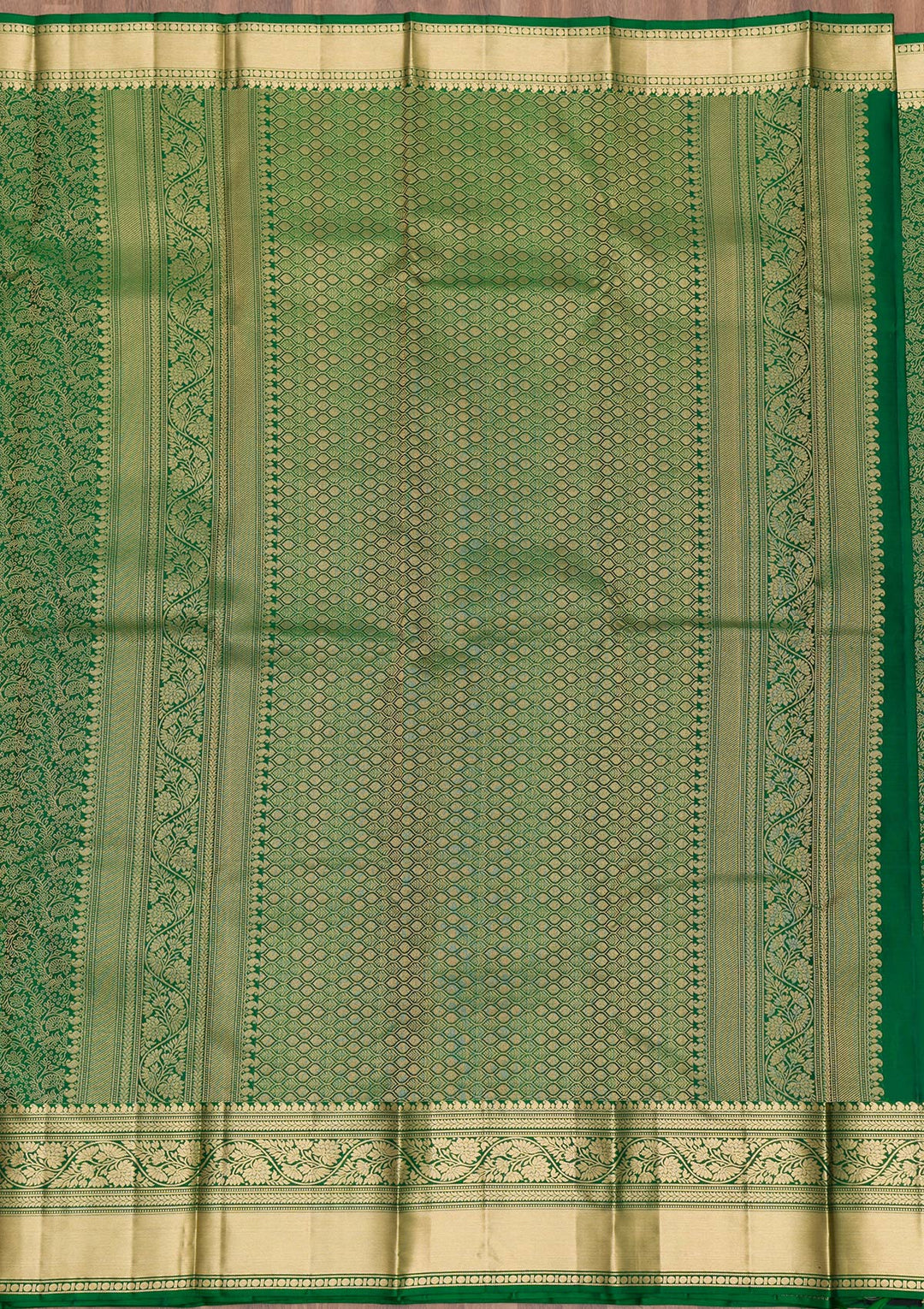 Green Zariwork Pure Silk Saree-Koskii
