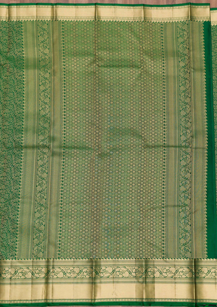 Green Zariwork Pure Silk Saree-Koskii