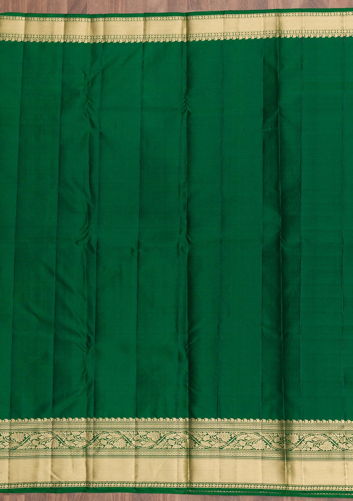Green Zariwork Pure Silk Saree-Koskii
