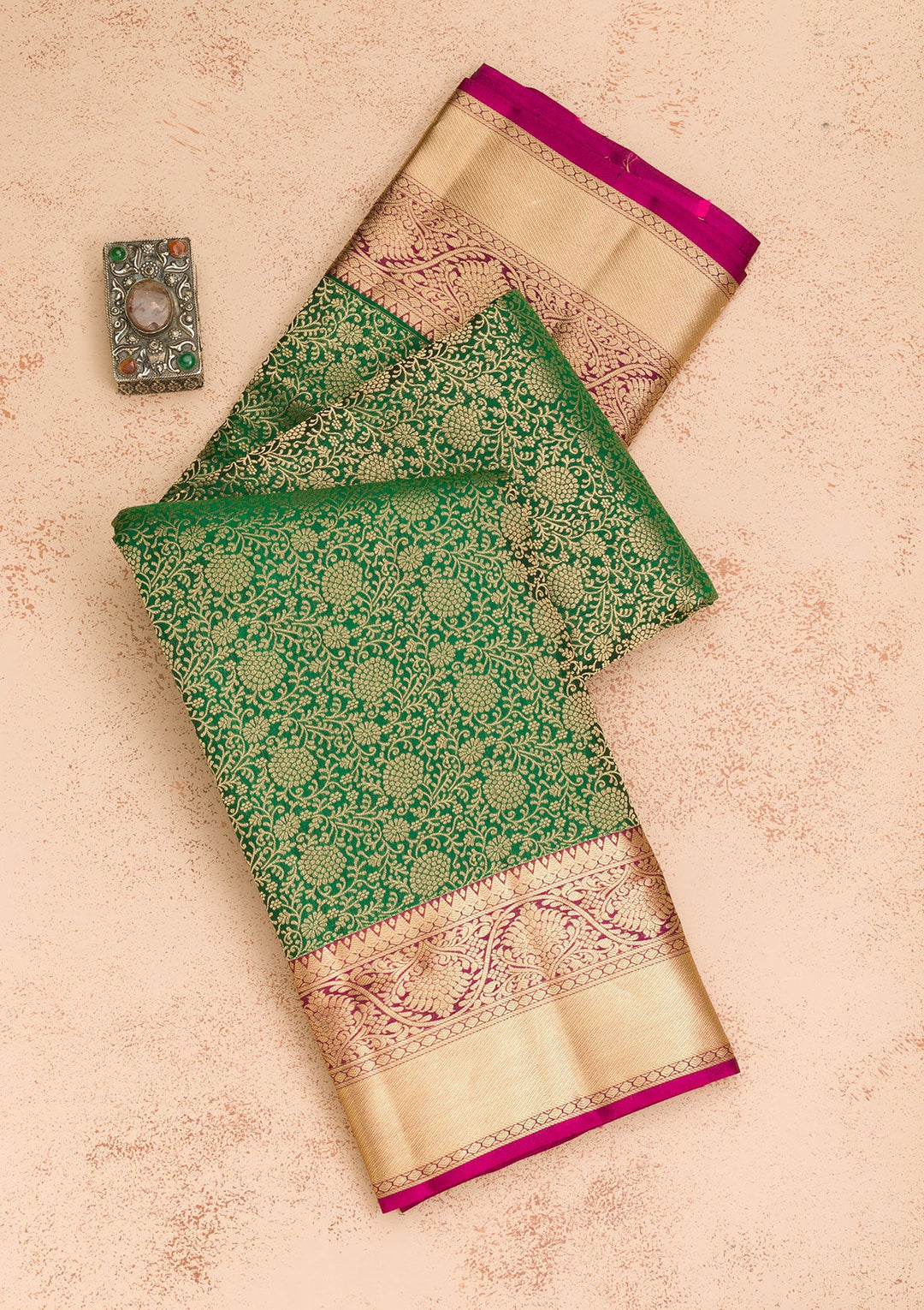 Green Zariwork Pure Silk Saree-Koskii