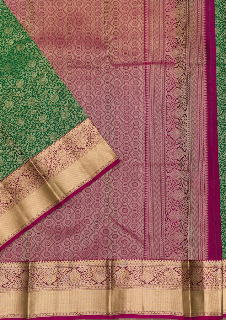 Green Zariwork Pure Silk Saree-Koskii