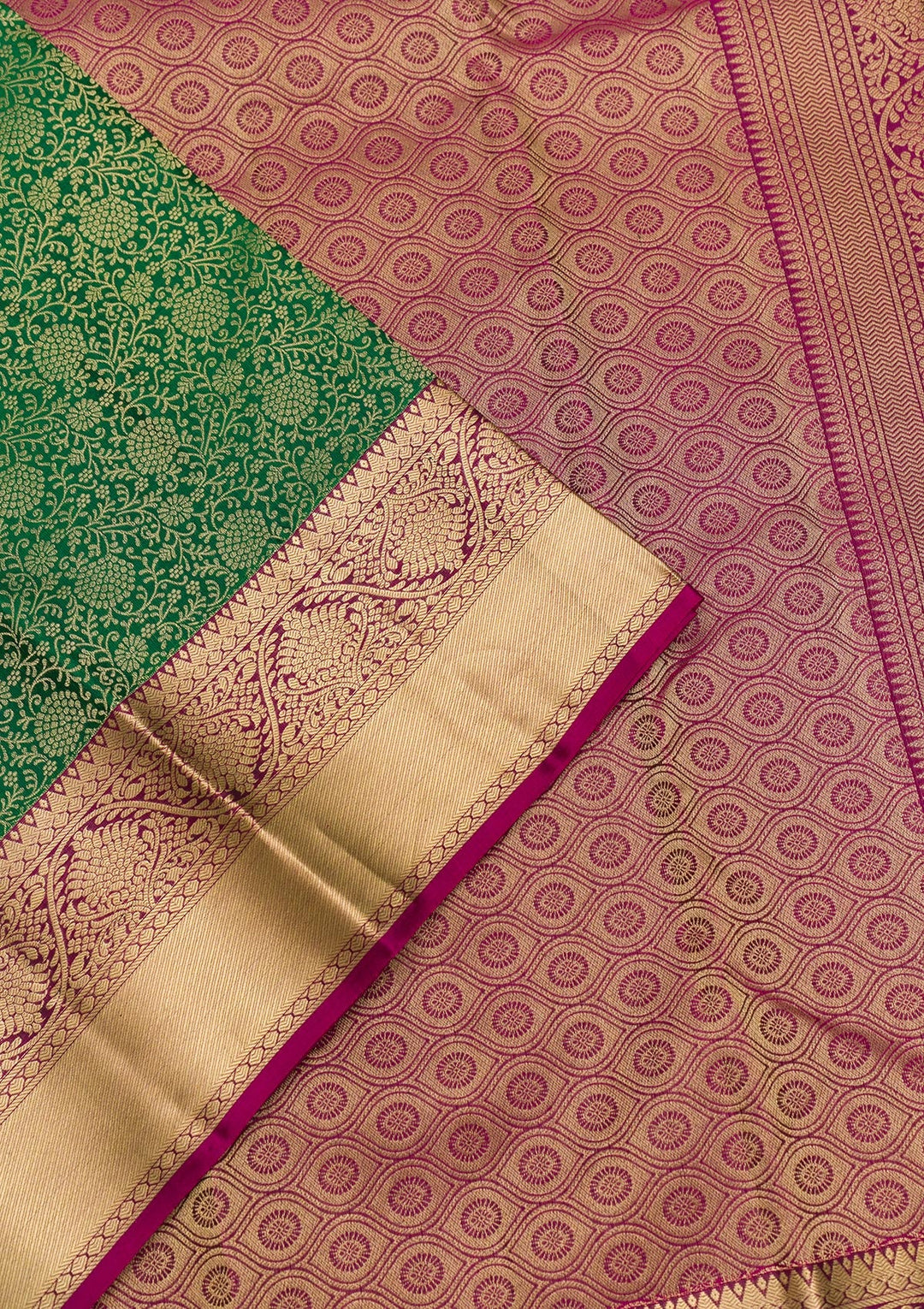 Green Zariwork Pure Silk Saree-Koskii