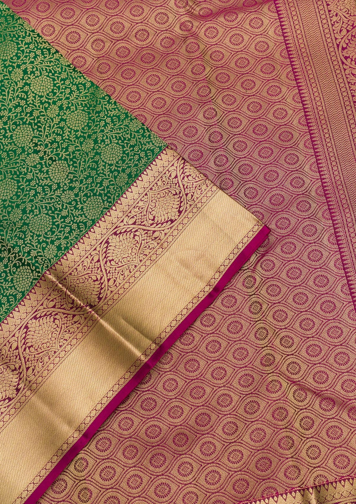 Green Zariwork Pure Silk Saree-Koskii