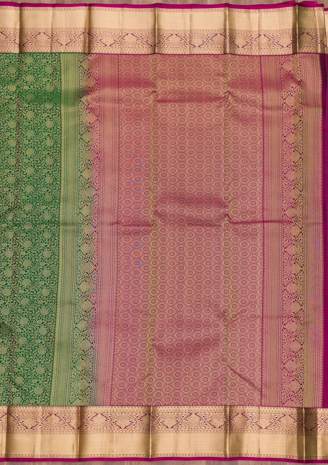 Green Zariwork Pure Silk Saree-Koskii
