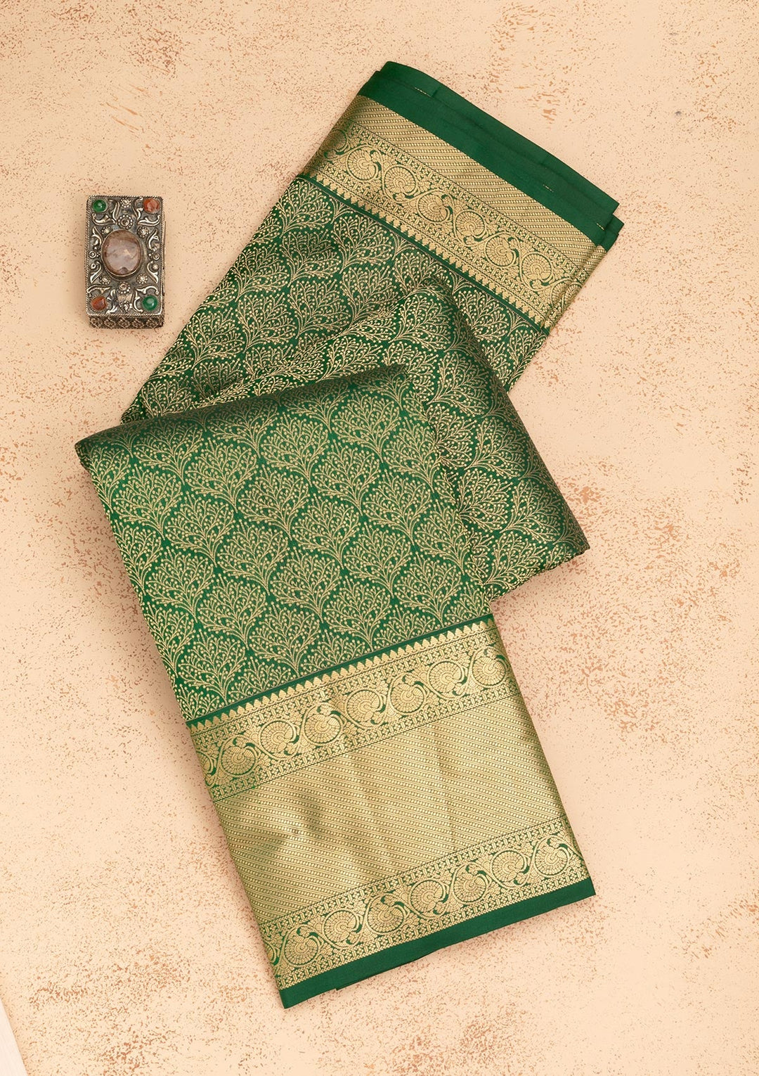 Green Zariwork Pure Silk Saree-Koskii