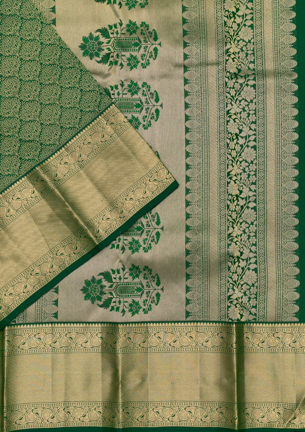 Green Zariwork Pure Silk Saree-Koskii